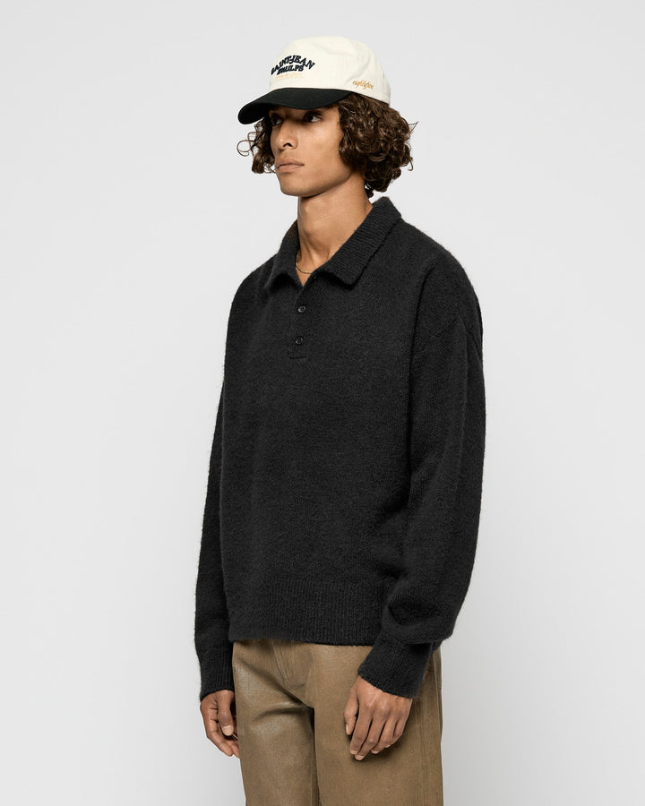 Luxe Hairy Knit Polo Sweater