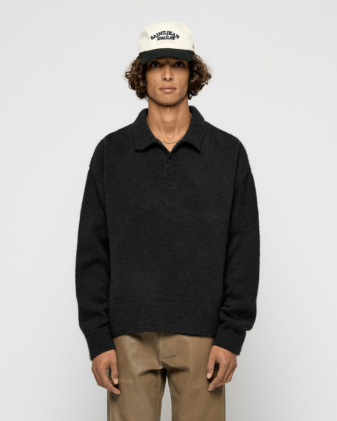 Luxe Hairy Knit Polo Sweater