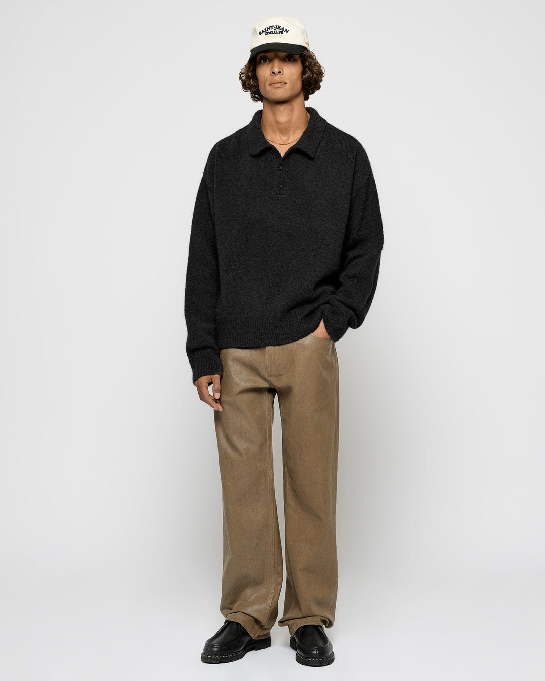 Luxe Hairy Knit Polo Sweater